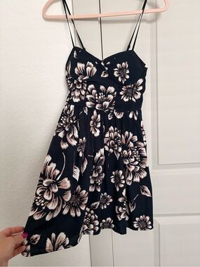 Floral Spaghetti Strap Sundress - Black with Blush Floral